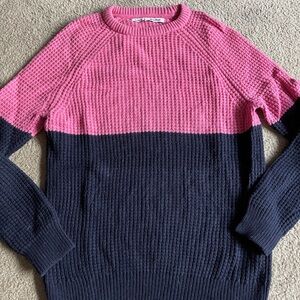 Barbour x Wood Wood Two-Tone Pink and Navy Crewneck Sweater